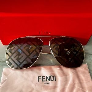 Fendi Women’s Aviator Smoke Mirror Sunglasses